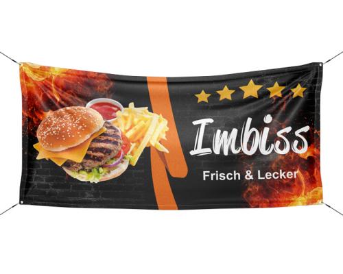 Werbebanner Mesh Banner für Imbiss Burger – inkl. Ösen - Kopie