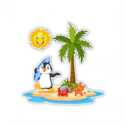 Premium Aufkleber Sticker - SURFING PINGUIN