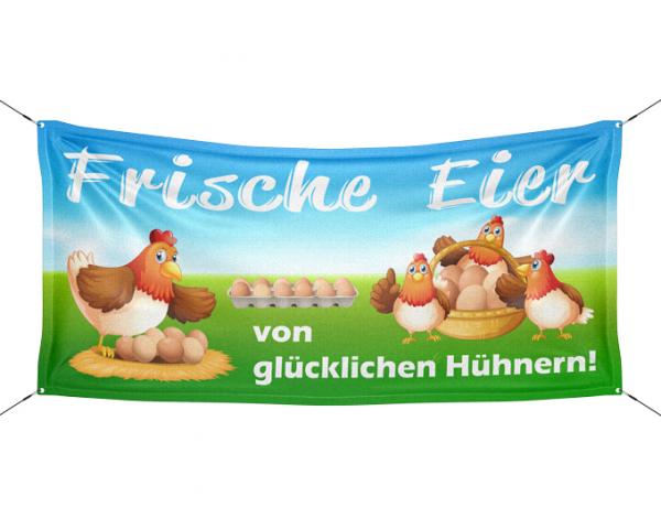 Werbebanner Mesh Banner frische Eier – inkl. Ösen